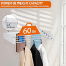 FOCHIER F Laundry Drying Rack Wall Mounted Clothes Drying Rack Collapsible with 5 Aluminum Rods and Drilling Template Long Screwdriver Bit 60 lbs Capacity (White, 31.5") by CozyNest Decor