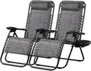 Nazhura Set of 2 Relaxing Recliners Patio Chairs Adjustable Steel Mesh Zero Gravity Lounge Chair Beach Chairs with Pillow and Cup Holder(Grey) by CozyNest Decor