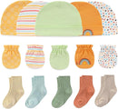 Baby Hats Mittens and Socks Set Cotton Newborn Hat Beanie Soft Infant Girls Boys Caps Gloves 0-6 month by TinyTreasures Baby Boutique