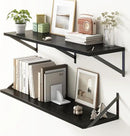 36"W x 10"D Floating Shelves, 10 Inch Deep Black Floating Shelves, Farmhouse Rustic Deep Wall Shelves for Home Decor, Wide Large Floating Shelf for Bathroom, Living Room, Kitchen, Study Room by CozyNest Decor