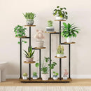 Plant Stand Indoor 9 Tier 11 Potted Multiple Flower Pot Holder for Patio Garden Balcony Living Room Corner (9 Tier Black+Rustic Brown) by GreenHaven Gardens