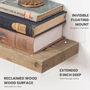 Floating Shelves Reclaimed Barnwood, 8" Deep Solid Wood Floating Shelf Wall Hanging Shelves with Invisible Heavy-Duty Metal Bracket | Wall Mounted | Farmhouse Style | 40 inches,2PCS,Natural by CozyNest Decor