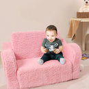 Kids Chairs for Toddler, 2-in-1 Toddler Soft Sherpa Couch Fold Out, Convertible Sofa to Lounger for Girls and Boys, Pink by CozyNest Decor