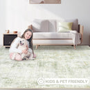 Area Rugs 6x9 Living Room: Washable Rug Modern Abstract Large Rugs Soft Non Slip Neutral Rug Stain Resistant Indoor Carpet for Bedroom Kitchen Dining Room Nursery Home Office Rugs(Green Brown,6'x9') by TinyTreasures Baby Boutique