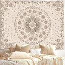 Fowocu Boho Floral Mandala Tapestry Wall Hanging Bohemian Flower Medallion Tapestry Aesthetic Beige Brown Hippie Indian Small Tapestries for Bedroom Living Room Dorm Decor 60 x 44 Inch by CozyNest Decor