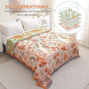 Boho Throw Blanket for Bed-Soft Cotton Rustic Quilt 80"×90",Floral Printed Farmhouse Decor Muslin Bed Blankets for Sofa Couch Chair, Seasons by CozyNest Decor