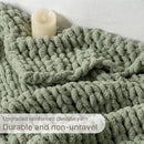 Chunky Knit Blanket Throw, 100% Hand Knit Throw Blanket Handmade Chenille Cable Knit Throw for Couch, Stylish Cozy Soft Rope Knot Crochet Blanket for Home Decor, Sage Green, 60x80 Inches by CozyNest Decor