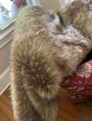 Brown Faux Fur Throw Blanket and Bedspread Caramel and Coffee Colors, Realistic Faux Brown Wolf - Light & Dark Brown Faux Fur - Luxury Throw Blanket, Made in USA, 16406 by CozyNest Decor
