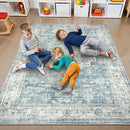 LIVEBOX Washable Area Rug 5x7 Rugs for Living Room Bedroom, Non-Slip Boho Indoor Carpet for Dining Room Office, Low-Pile Farmhouse Soft Carpets for Kids Nursery Room Playroom, Blue by TinyTreasures Baby Boutique