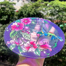 Stained Glass Window Hanging, Hummingbird Gifts for Women, Bird and Flowers Suncatcher for Window, 6" Purple Stained Glass Suncatchers, Hand Painted Glass for Birds Lover (6 inch) by GreenHaven Gardens
