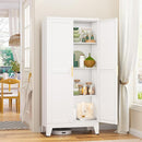 Metal Pantry Cabinet, Kitchen Pantry Storage Cabinets with 2 Door and 3 Adjustable Shelves, White Kitchen Pantry Cabinet, Freestanding Cupboard for Dining Room Living Room Bathroom by CozyNest Decor