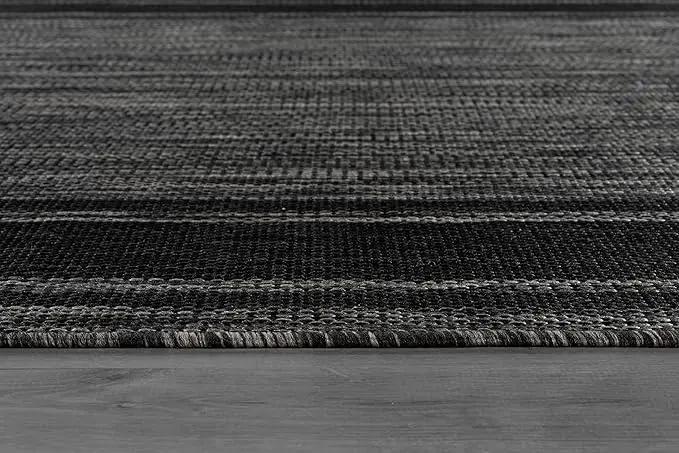 Beverly Rug Outdoor Rug 8x10 Modern Bordered Area Rugs for Indoor and Outdoor Patio Deck Porch Garden Waterproof Weather Sun Resistant Washable Outside Carpet (8 x 10 Black), photo 6 of 9