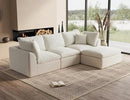 110" Cloud Sectional Couches for Living Room, Convertible L-Shape Couch with Ottoman, 3 Seater Modular Sectional Sofa, Warm White by CozyNest Decor