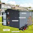 Domi Backyard Storage Shed 11’ x 12.5’ with Galvanized Steel Frame & Windows, Outdoor Garden Shed Metal Utility Tool Storage Room with Lockable Door for Patio(Dark Gray) by GreenHaven Gardens