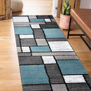 Rugshop Contemporary Modern Boxes for Home Office,Living Room,Bedroom,Kitchen Non Shedding Runner Rug 2' x 7'2" Blue/Gray by TinyTreasures Baby Boutique