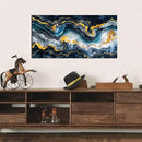 GUGIKA Abstract Wall Art for Living Room, Gold Black and Blue Canvas Wall-Art for Bedroom, Ocean Landscape Print Paintings, Size 40x20 Inches by CozyNest Decor