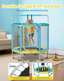 55” Trampoline for Kids, Powder-Coated Mini Trampoline for Toddlers, Indoor Outdoor Toys with Adjustable Gymnastics Bar, Swing, Basketball Hoop, Birthday Gifts for Boys & Girls Ages 1-8 by TinyTreasures Baby Boutique
