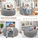 4FT Bean Bag Chair, Large Bean Bag Chairs with Memory Foam Filled, Fluffy Beanbag Sofa with Dutch Velvet Cover, Round BeanBag Chairs for Living Room, Playroom - Light Grey by TinyTreasures Baby Boutique