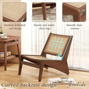 Mid-Century Accent Chair, Rattan Lounge Chair for Living Room, Boho Side Corner Comfy Chair for Bedroom and Balcony, Walnut by CozyNest Decor