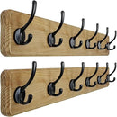 Dseap Wall Mounted Coat Rack: 24" Long, Patented, Heavy-Duty, 6-Double-Hooks Wooden Hanger Rail for Winter Coats, Hat, Jacket, Clothing - Weathered Brown, Pack of 2 by CozyNest Decor