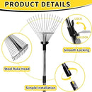Garden Rake for Leaves,Heavy Duty Metal Adjustable Leaf Rake for Lawns,Long Handle 33"-69" with Expandable Head 8"-15",Garden Tools for Yard Lawn Shrub Garden Beds by GreenHaven Gardens