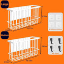 Magnetic Basket for Fridge, Magnetic Fridge Basket, Foil and Plastic Wrap Organizer with 4 hooks, Laundry Room Organization for Dryer Ball, Cling Film, Mail, Umbrella, White, 2 Pack by CozyNest Decor