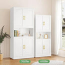 Tall Pantry Cabinet 67" H Metal Cabinet with 4 Doors, Bathroom Cabinets, 3 Adjustable Shelves for Kitchen, Home Office, Living Room, Dinning Room by CozyNest Decor
