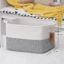 COMFY-HOMI 3-Pack Cotton Rope Woven Basket with Handles for Shelves, Book, Cloth Basket|Dog Toy Basket for Organizingy|13.5" x 11" x 9.5" for Bedroom（White/Grey） by TinyTreasures Baby Boutique