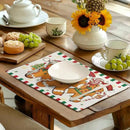 Gingerbread Man Christmas Placemats Set of 4 Candy Cane Xmas Seasonal Holiday Linen Table Mats Red Green Orange Winter Washable Place Mats for Party Kitchen Dining Outdoor Indoor Decor by CozyNest Decor
