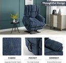 Dual Motor Power Lift Recliner Chair with Massage and Heat for Elderly People, Infinite Position, Dark Blue Recliner Chair, Chenille Fabric Lift Chair by CozyNest Decor