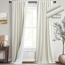 Total Blackout Linen Pleated Curtains with White Backing Back Tab Viral Weather Thermal Insulated Custom Length Curtain for Dining Room Kids Bedroom Noise Cancelling Cream Drape 102 Inch Long 2 Panel by CozyNest Decor