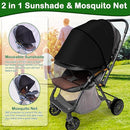 Baby Mosquito Net for Stroller Sun Shade, 2-in-1 Stroller Cover for Sun Protection with Two-Way Zipper and Storage Bag, Breathable Strollers Bug Net Suitable for Bassinet, Cradle, Car Seat – Black by TinyTreasures Baby Boutique