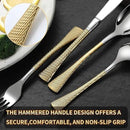 Hammered Silver Gold Silverware Set,20 Piece Modern Flatware Set Service for 4,Mirror Polished Stainless Steel Cutlery Set Utensil Set Tableware,Kitchen Knives Forks Spoons Set,Dishwasher Safe by CozyNest Decor