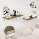 32" Floating Shelves for Wall, 12" Deep Slim Walnut Floating Shelves, Wall-Mounted Shelves for Bedroom, Living Room, Kitchen, Bathroom - Set of 2 by CozyNest Decor