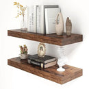 12 Inch Deep Floating Shelves for Wall | 30 Inch Floating Shelves Set of 2 | Rustic Wood Shelves for Living Room Bathroom Laundry Room Bedroom Kitchen Home Office - Rustic Brown by CozyNest Decor