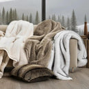 Luxury Faux Fur Throw Blanket, Soft Fluffy Faux Mink Blankets for Bed, Couch, Sofa, Thick Cozy Plush Warm Fur Throws with Reversible Velvet, Ivory Mink, 60"x80" by CozyNest Decor