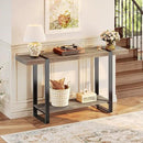 Huuger 47.2 Inch Entryway Table, 2-Tier Industrial Console Sofa Table with Storage, Accent Table, for Entry, Hallway, Entrance, Foyer, T-Shaped Metal Frame, Grey by CozyNest Decor