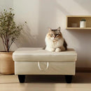 Ottoman Rectangular Storage Ottoman Bench, Faux Leather Footrest, Coffee Table, Stool Footstool with Hinged Lid for Living Room, Bedroom, Entryway, White, 28.5"x19"x17.5"