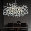 Modern Crystal Chandeliers for Dining Room, 40" Round Silver Tree Branches Chandeliers, Large Dining Room Over Table Chandeliers Lights Fixture, Branches and Crystals Ceiling Light Fixtures by CozyNest Decor