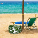 Inflatable Ottoman Stool D21 xH9 for Outdoor/Indoor Use, Water Repellent Patio Foot Rest Stool with Portable Handle,Round Pouf Ottoman Suitable for Garden,Deck and Camping - Palm Green by CozyNest Decor