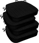 downluxe Chair Cushions for Dining Chairs, Waterproof Kitchen Chair Pads, Non-Slip Dining Seat Cushion with Ties, 17" x 16" x 2.5", Black, 4 Pack by CozyNest Decor