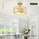 12” 3-Light Modern Crystal Chandeliers Gold Dinning Room Light Fixture, Round Pendant Light Kitchen Island Chandelier, Flush Mount Ceiling Light for Living Room Entryway Bedroom Foyer by CozyNest Decor