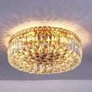 6-Lights Gold Crystal Flush Mount Chandelier Light Fixture K9 Crystals Modern Ceiling Lights Elegant Pendant Lamp for Bedroom,Hallway,Bar,Living Room,Dining Room,H5.9 xW20 (Bulbs Not Included) by CozyNest Decor