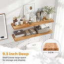 RICHFOCUS Live Edge Elm Floating Shelves - 36" W x 9.3" D Rustic Solid Wood Wall Shelves with Invisible Bracket, Wall-Mounted for Living Room, Bedroom, Kitchen Storage & Display, Set of 2, Natural by CozyNest Decor
