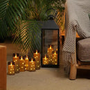 Homemory 9 Pcs Flameless Candles with Embedded Star String Fairy Lights, Battery Operated Candles, LED Fake Candles with Remote Control and Timer, Gray Acrylic by CozyNest Decor