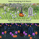 VOTTGO Halloween Solar Lights Outdoor, 8 Pack 48LED Scary Solar Eyeball Pathway Lights, 2 Modes Waterproof Swaying Solar Firefly Lights for Garden Yard Pathway Halloween Decorations, Purple + Orange by CozyNest Decor