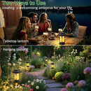 Derynome Solar Lantern Outdoor Lights, 2 Pack Upgraded Flickering Flameless Solar Lights Outdoor Waterproof, Hanging Decorative Lanterns for Yard Patio Path Garden Decor (2) by CozyNest Decor