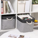 Bidtakay Fabric Storage Baskets with Handles [2-Pack] Large Canvas Organizer 16" X 11.8" X 11.8" Foldable Tall Baskets Rectangular Gift Basket Decorative Storage Bins for Closet, Home(Black&Grey) by TinyTreasures Baby Boutique