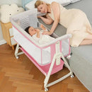 Baby Bassinet Bedside Sleeper for Baby,Bedside Bassinet with Wheels and Storage Basket, 6 Height Adjustable Bedside Crib(Upgrade Pink) by CozyNest Decor
