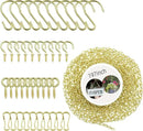 197 Inch Gold Hanging Baskets - Adjustable Length, Brass Decorative Metal Chain with A Great Assortment of Hooks for Hanging Bird Feeders Planters Baskets Billboards Ornaments, Chain Hooks DIY by GreenHaven Gardens
